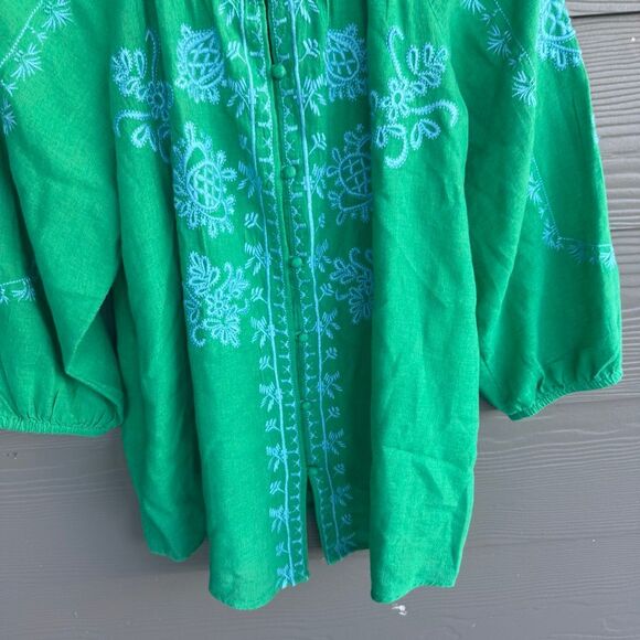 J Jill linen blend embroidered blouse - Picture 3 of 5